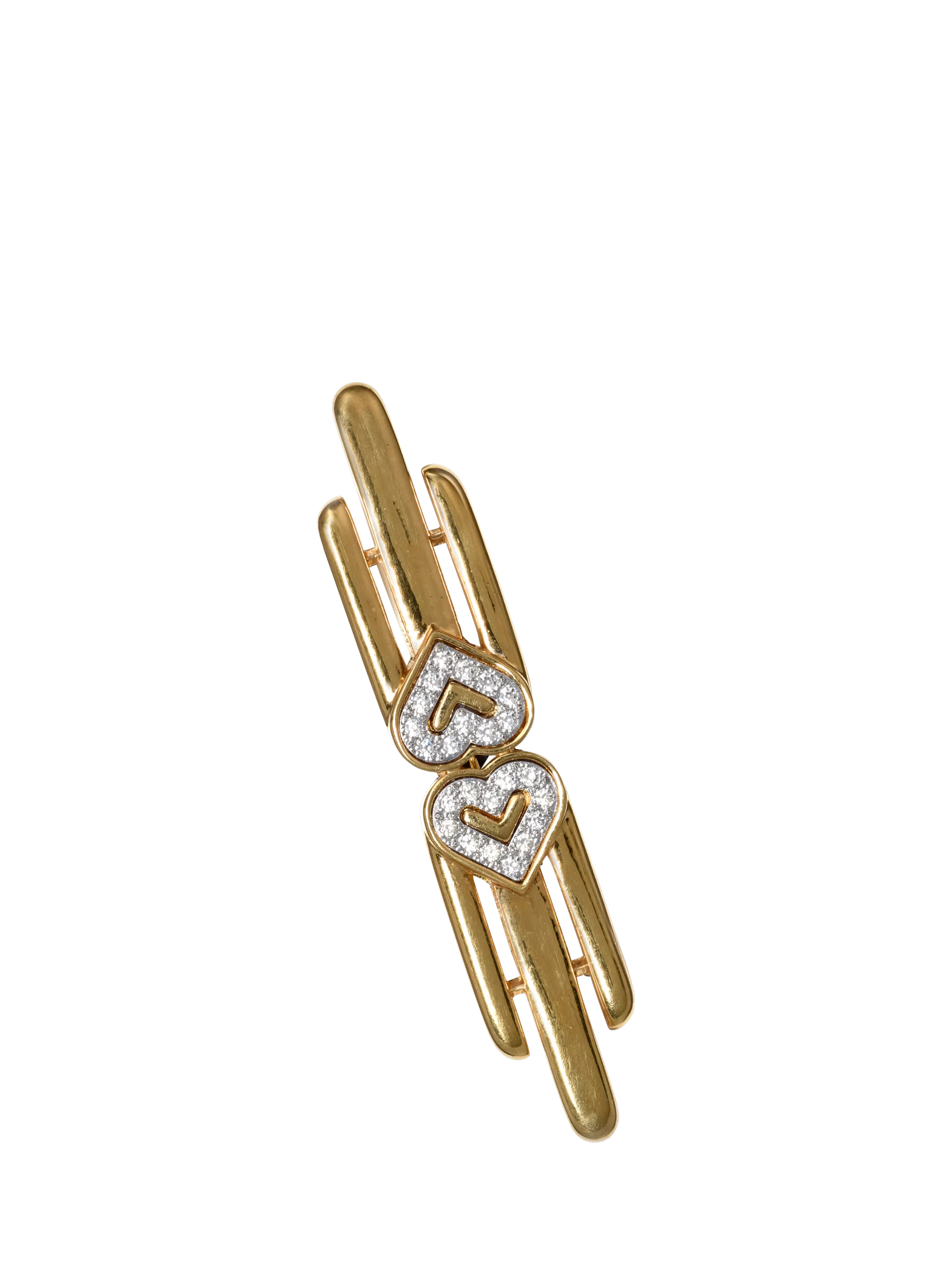 Eclectica Monet double heart crystal bar brooch, UK version