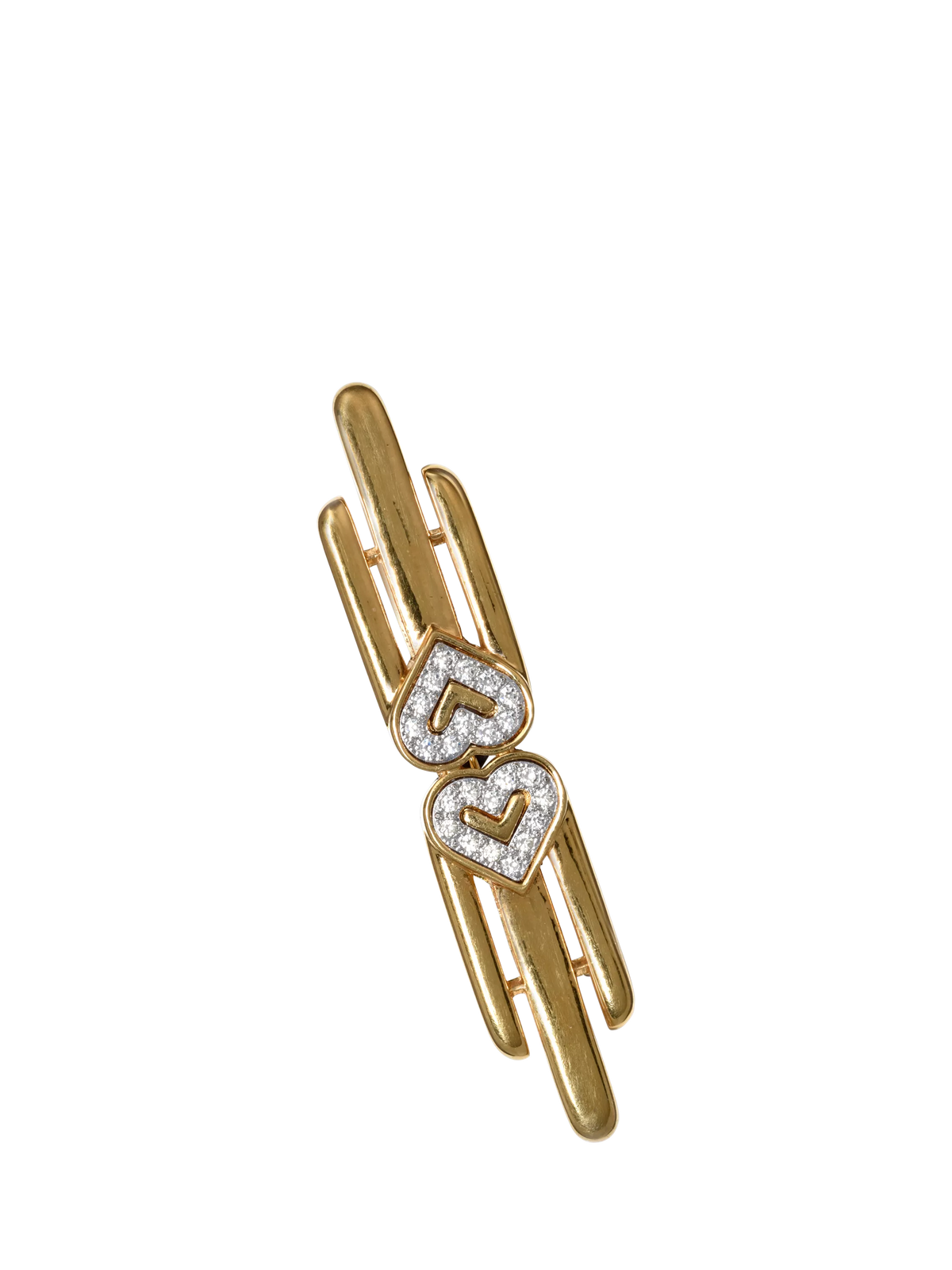 Eclectica Monet double heart crystal bar brooch, UK version