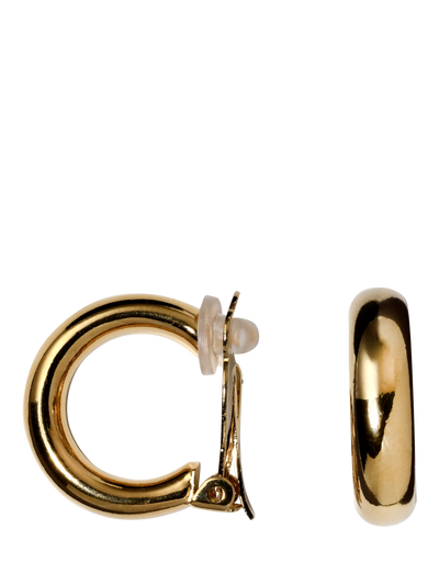 John Lewis Eclectica Pre-Loved Refound Polished Hoop Clip-On Earrings, Gold- Buy online at McGrocer