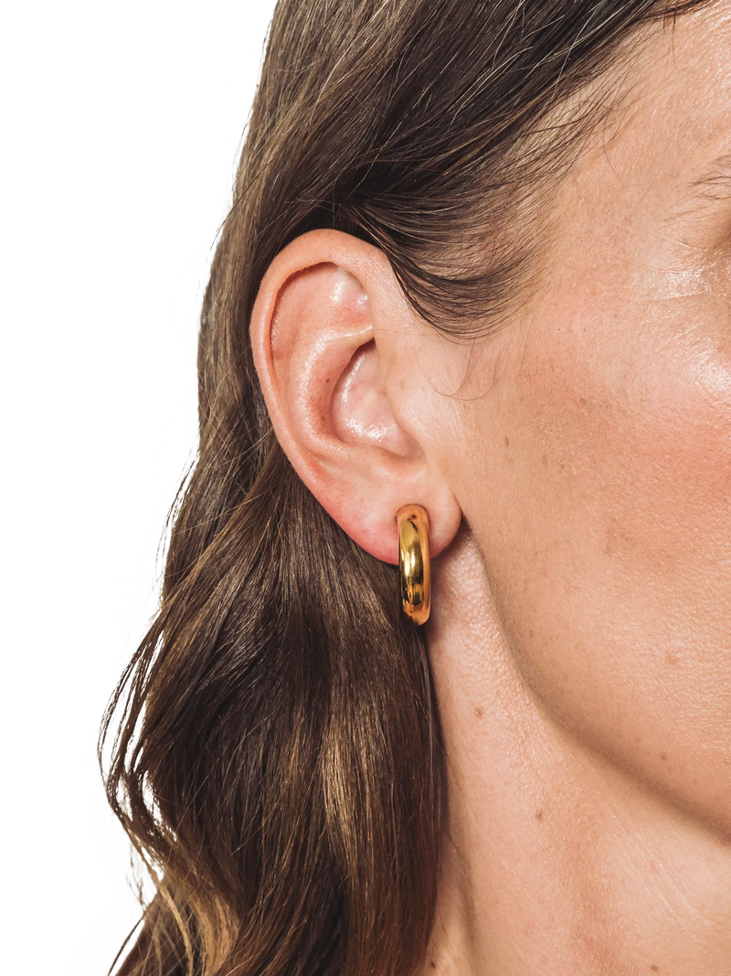 Eclectica gold clip-on hoop earrings pre-loved, UK version
