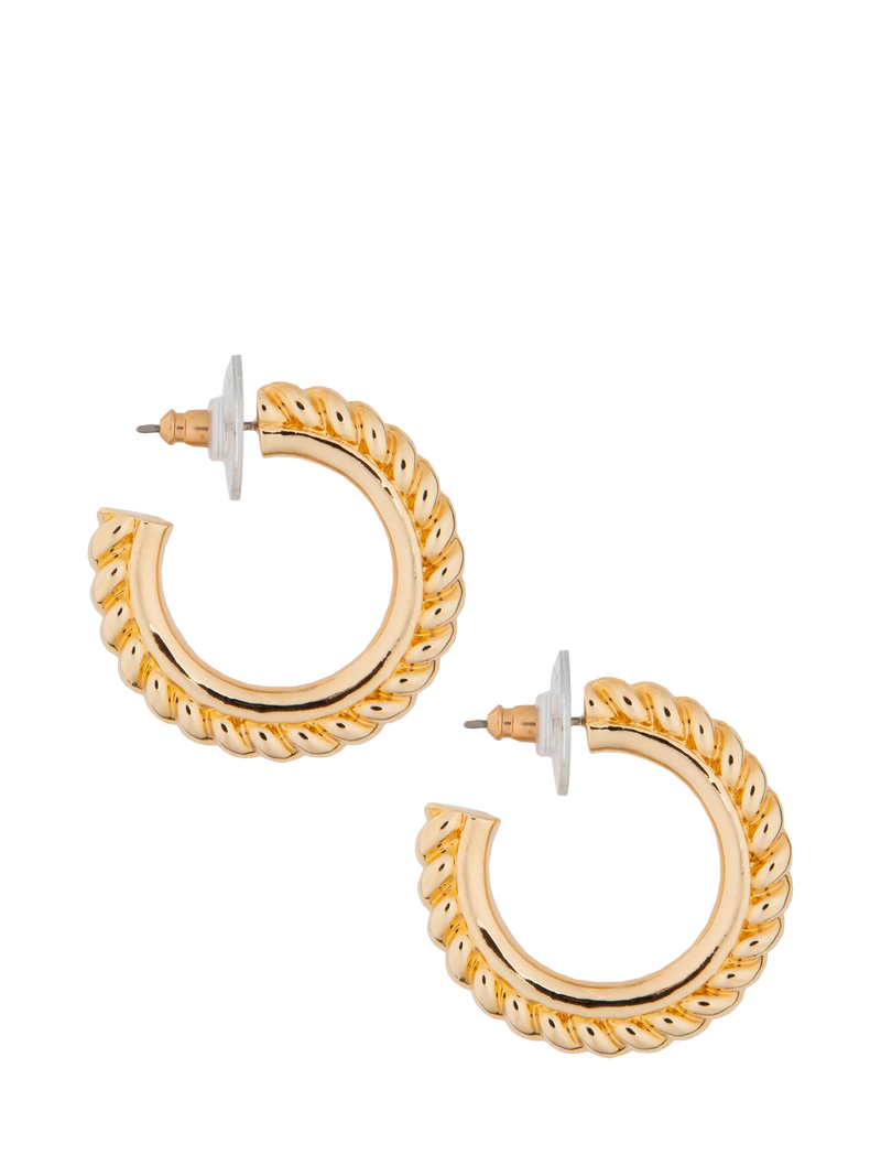 Eclectica pre-loved twisted rope hoop earrings 3cm, imported from the UK