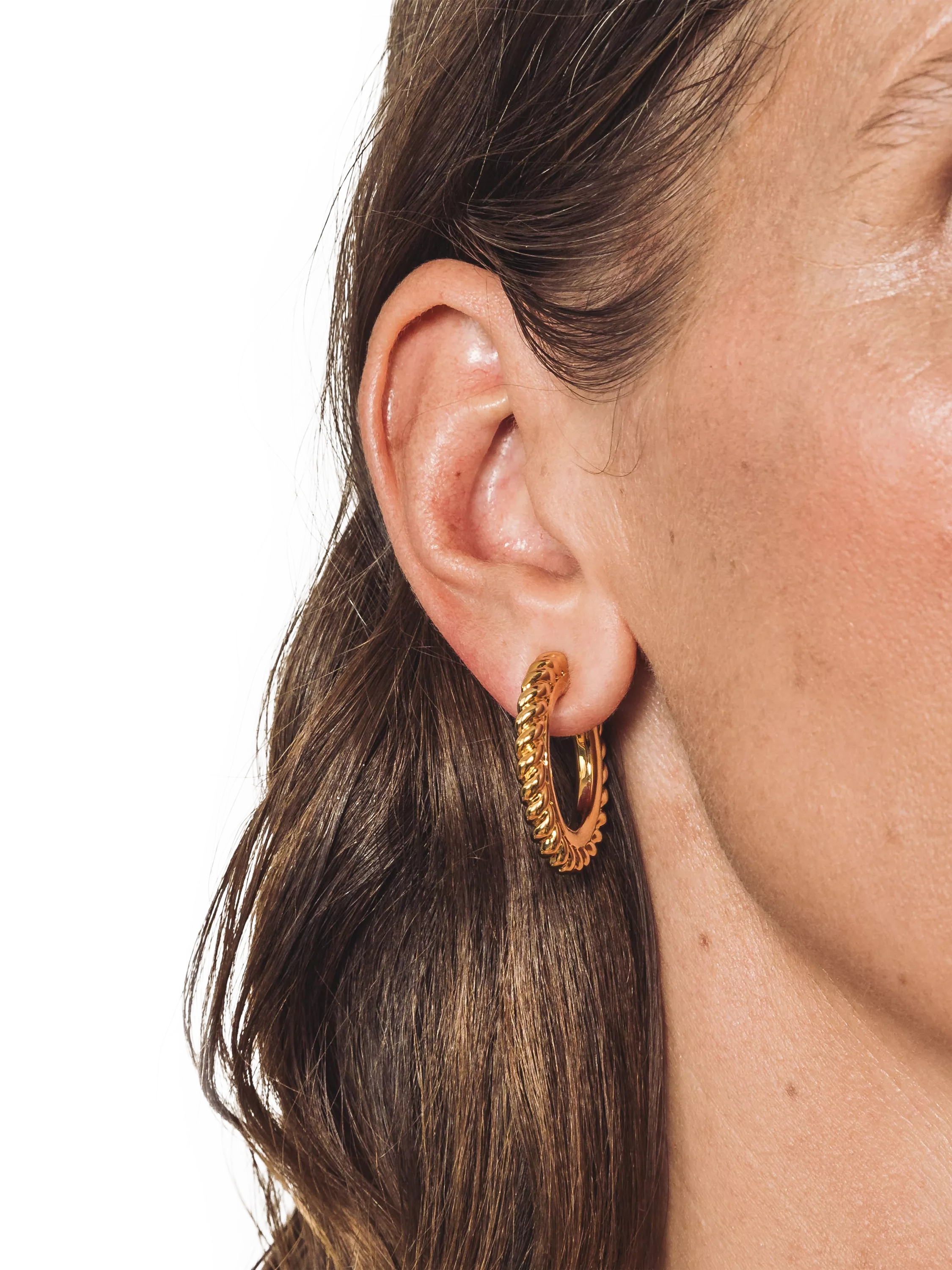 Eclectica pre-loved twisted rope hoop earrings 3cm, imported from the UK