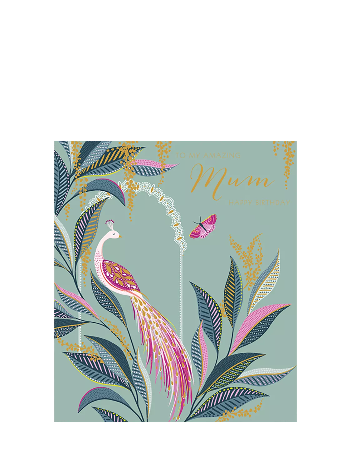 Sara Miller Peacock birthday card for Mum with envelope, UK version