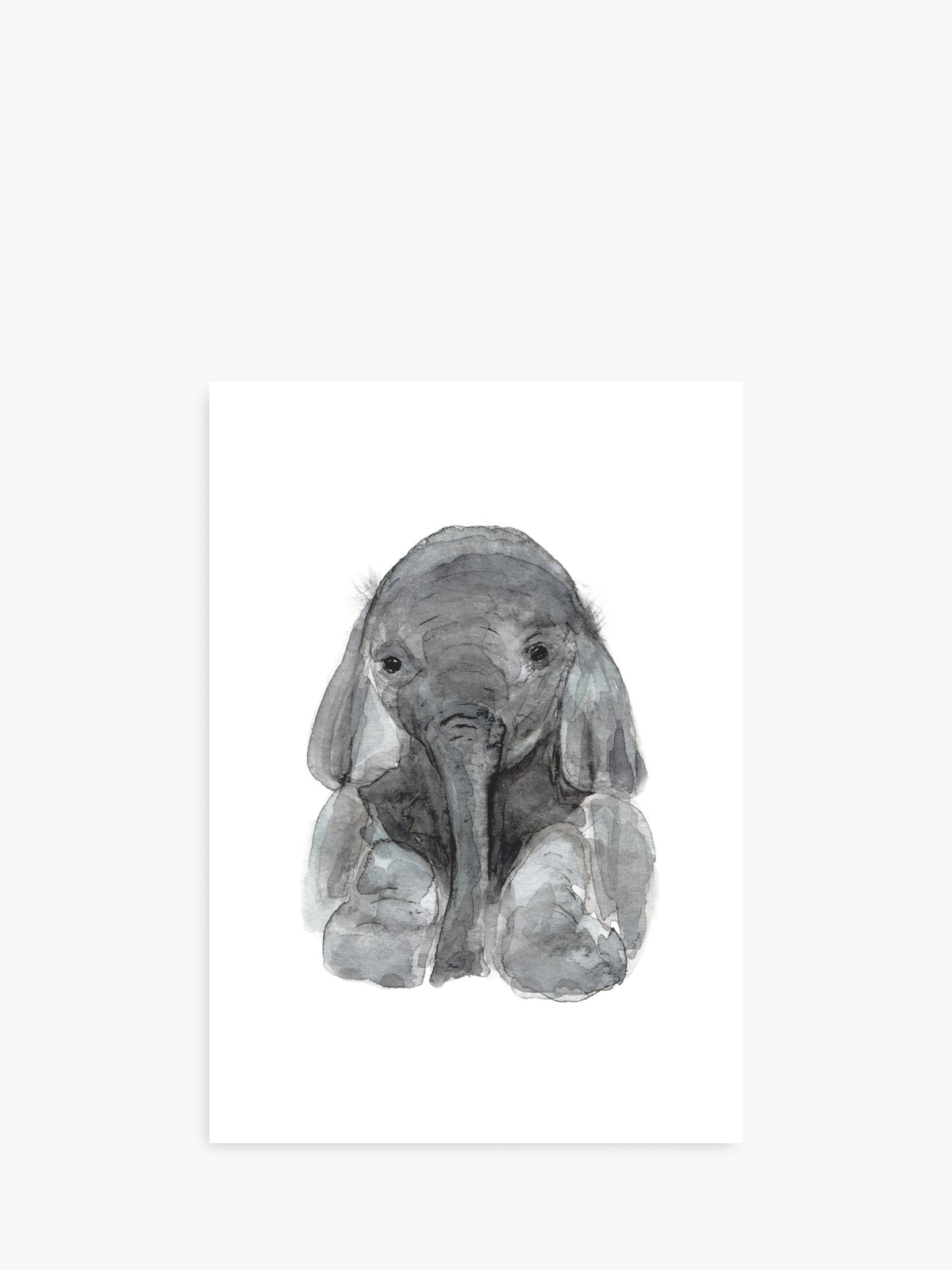 Blank Greeting Card with Baby Elephant Design, Brown Envelope, FSC Certified