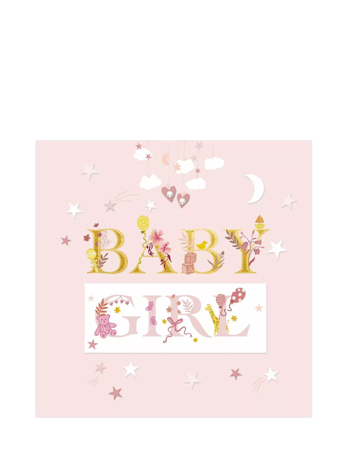 Woodmansterne pink new baby girl card - British product