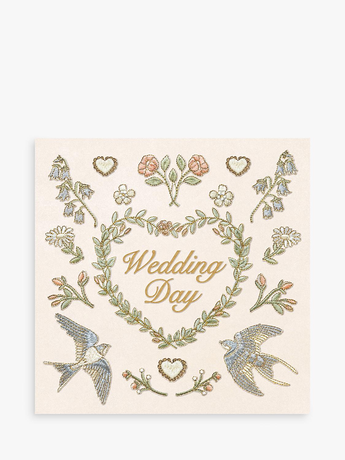 Birds Heart Wedding Greetings Card, Blank Inside with Brown Envelope