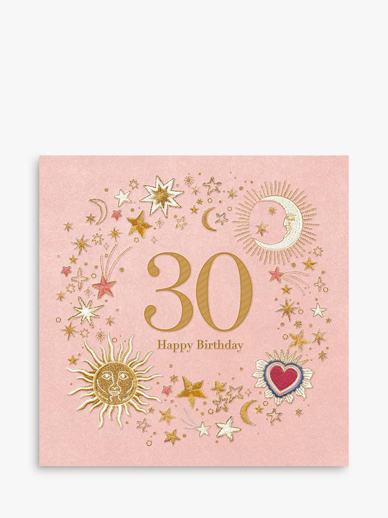 Elizabeth Scarlett sun and moon 30th birthday card - British product
