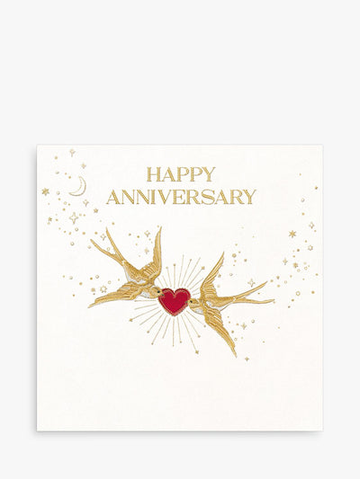John Lewis Anniversary Greeting Card with Birds Heart Design, Blank Inside, UK Made- Buy online at McGrocer