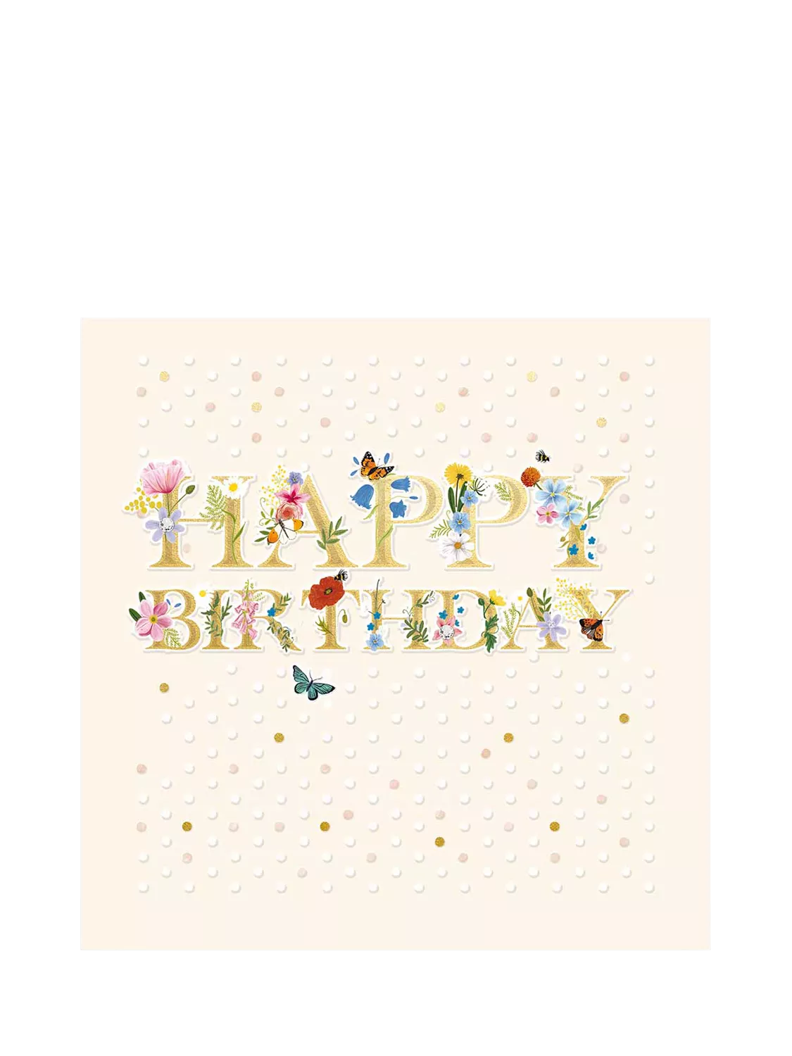 Woodmansterne Dots and Flowers birthday card, imported from the UK