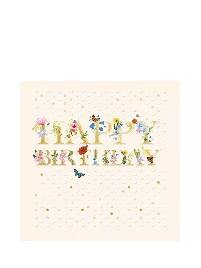 Woodmansterne Dots and Flowers birthday card, imported from the UK