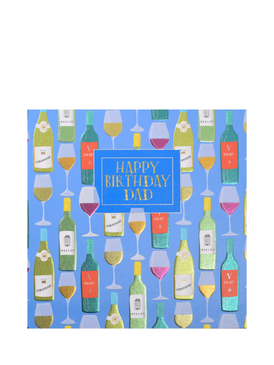 John Lewis Wendy Jones Blackett Wine Glasses & Bottles Dad Birthday Card- Buy online at McGrocer