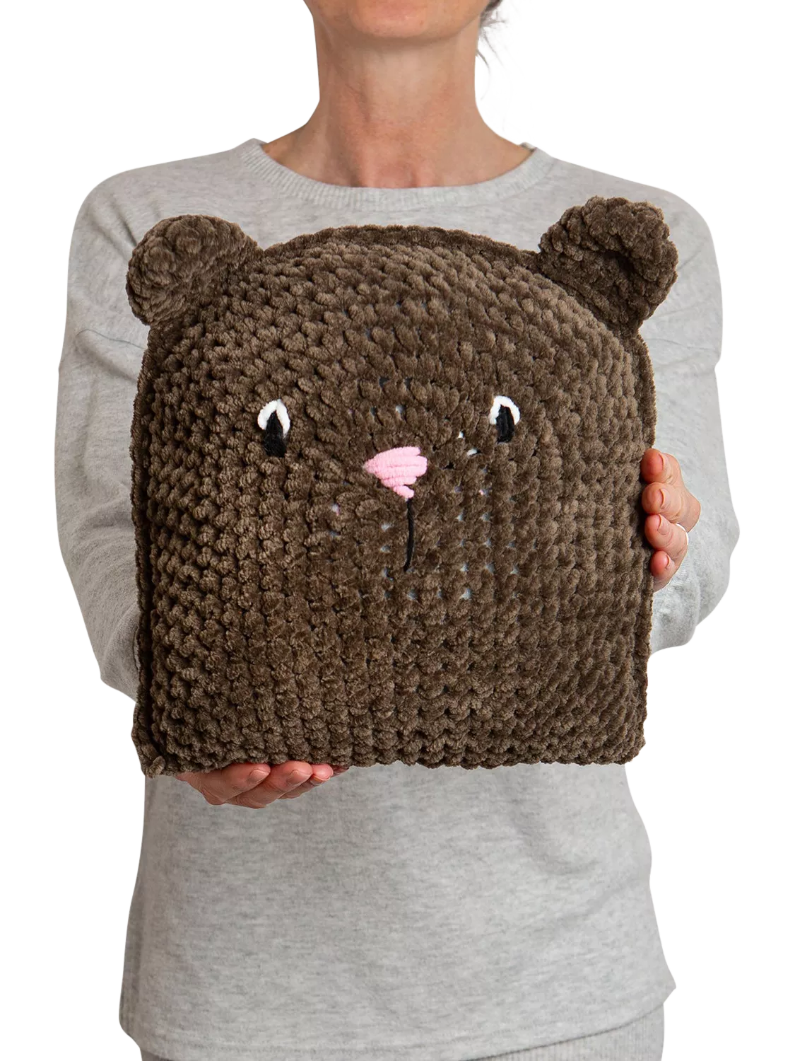 Wool Couture Teddy Bear Cushion Crochet Kit, imported from the UK