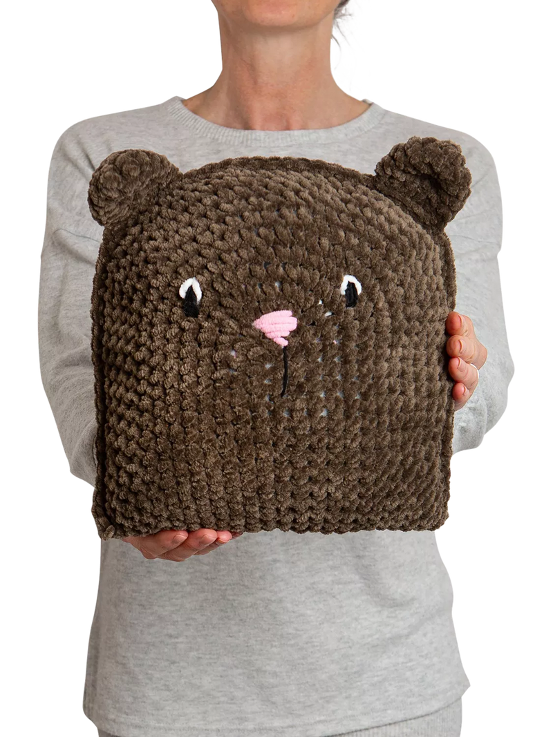 Wool Couture Teddy Bear Cushion Crochet Kit, imported from the UK