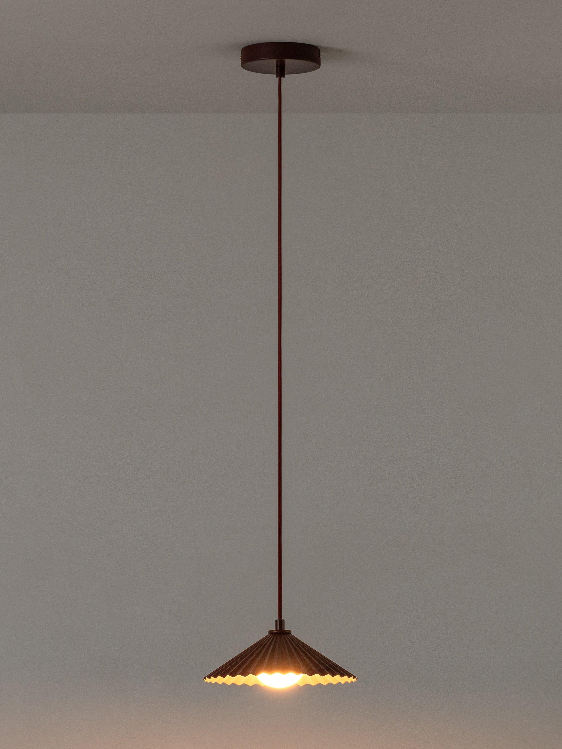 houseof Small Pleat Pendelleuchte mit fliederfarbener Auskleidung - Britisches Produkt