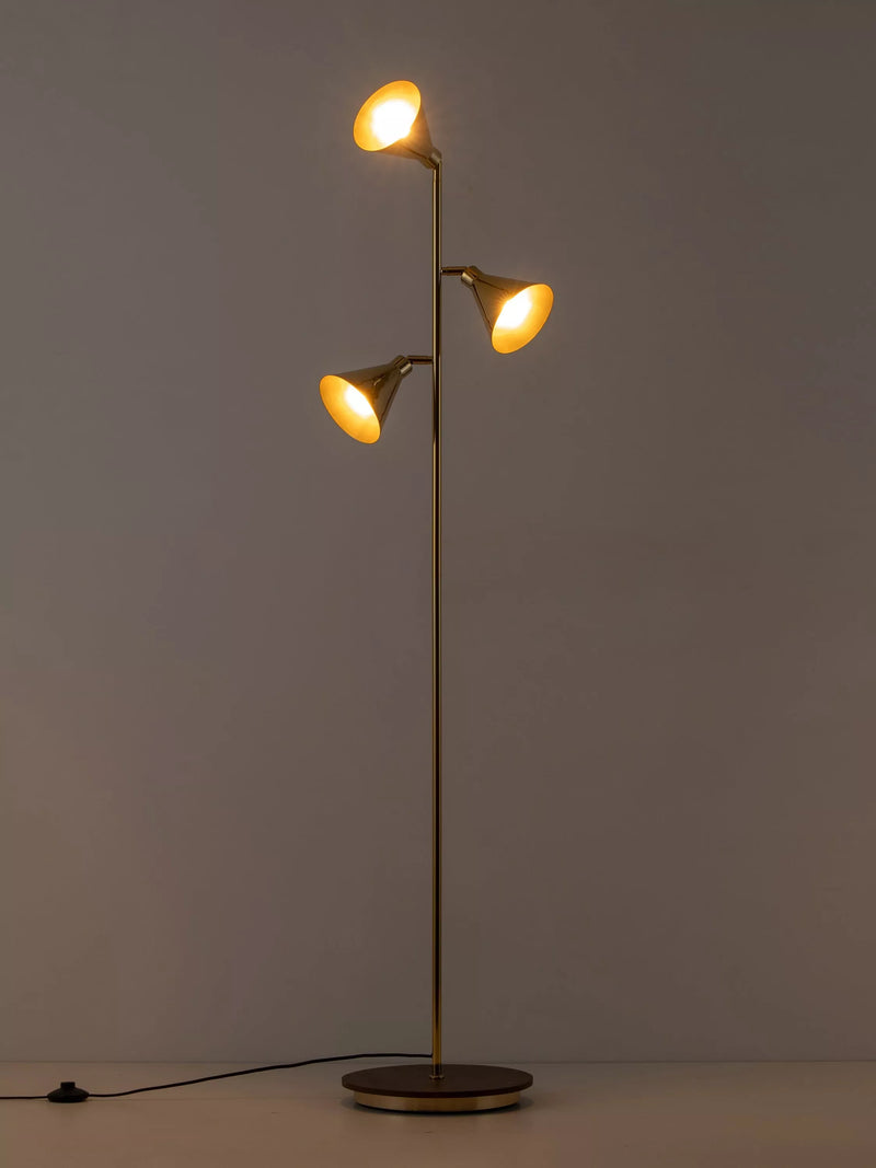 houseof Cone 3-Arm Floor Lamp brass - British product