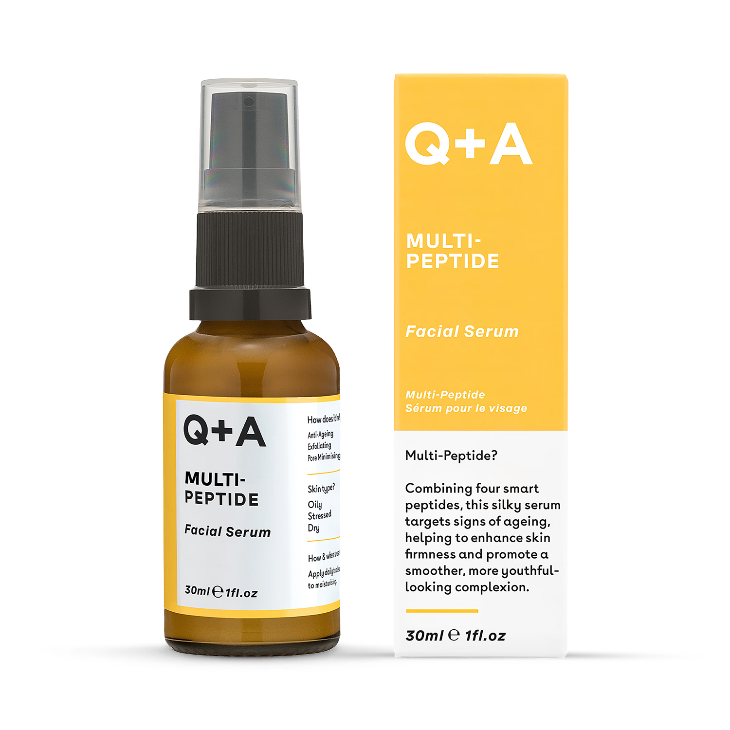Q+A Peptide Facial Serum 30ml, imported from the UK