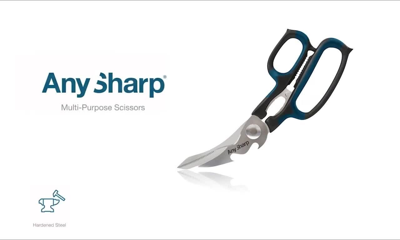 AnySharp 5-in-1 multi-purpose scissors with steel blades and built-in tools, UK version