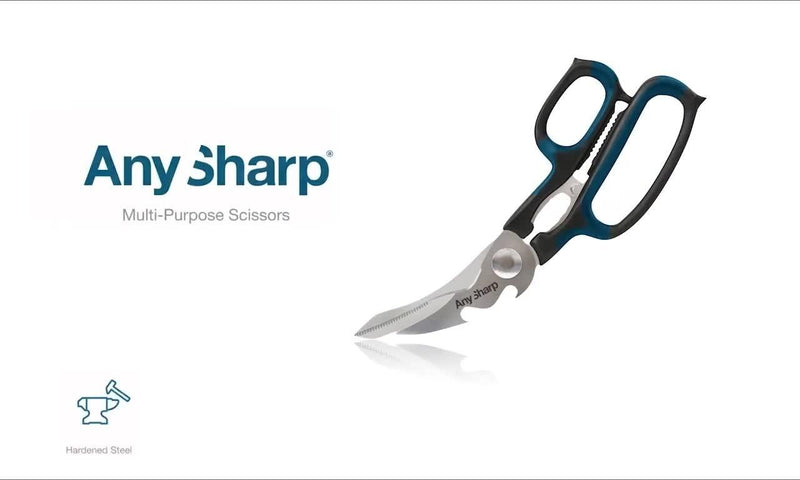 AnySharp 5-in-1 multi-purpose scissors with steel blades and built-in tools, UK version