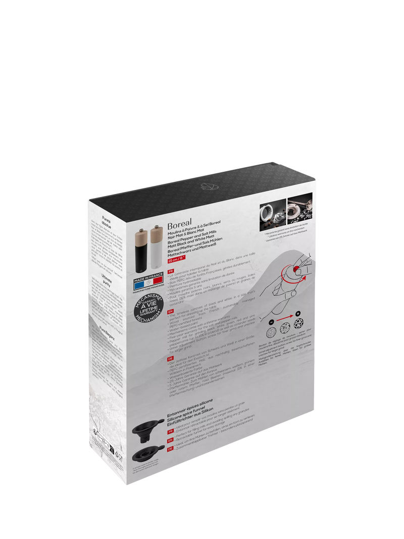 Peugeot Boreal salt pepper mill set black white, imported from the UK