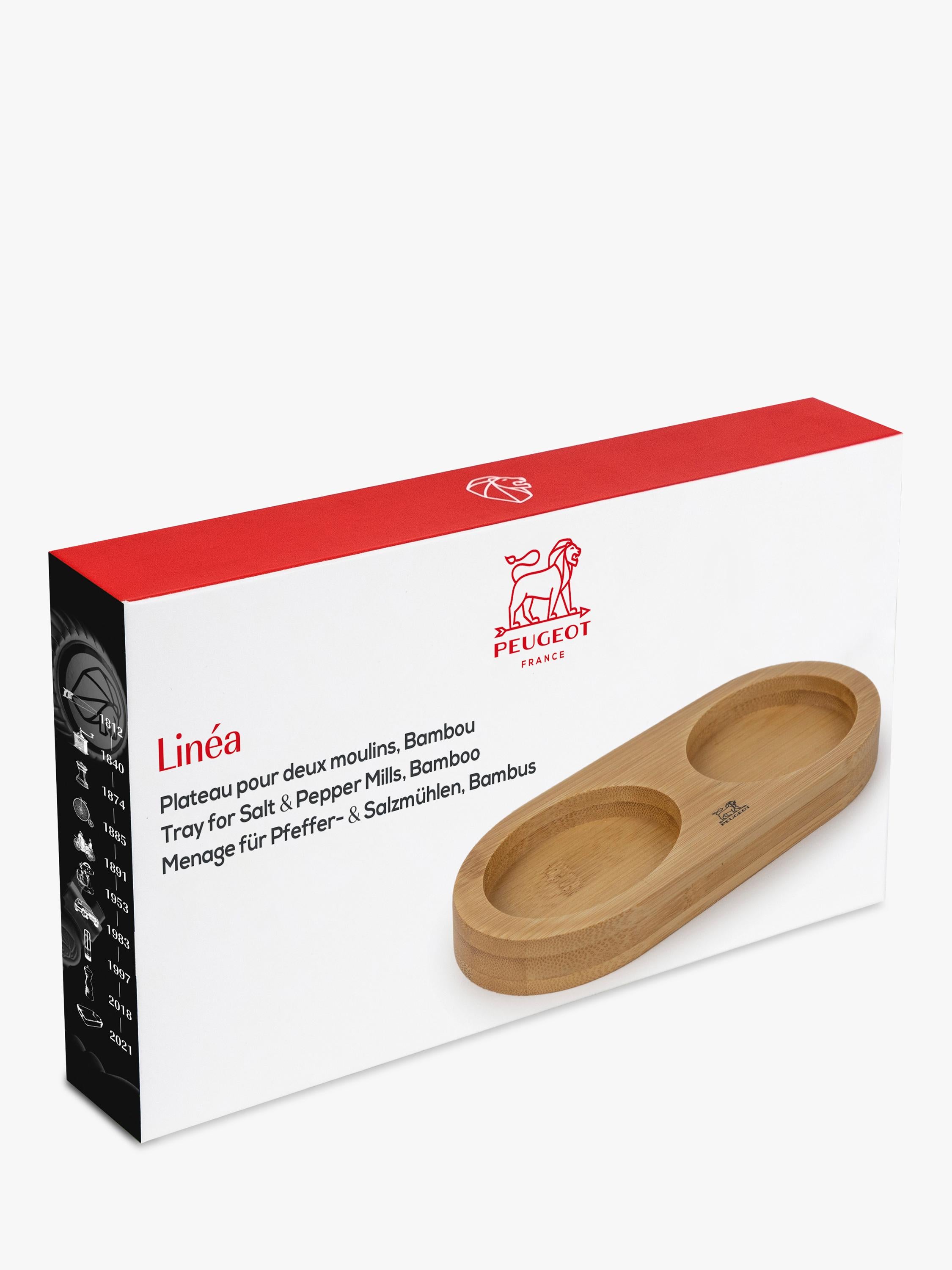 Peugeot Linea bamboo salt and pepper mill tray, UK version