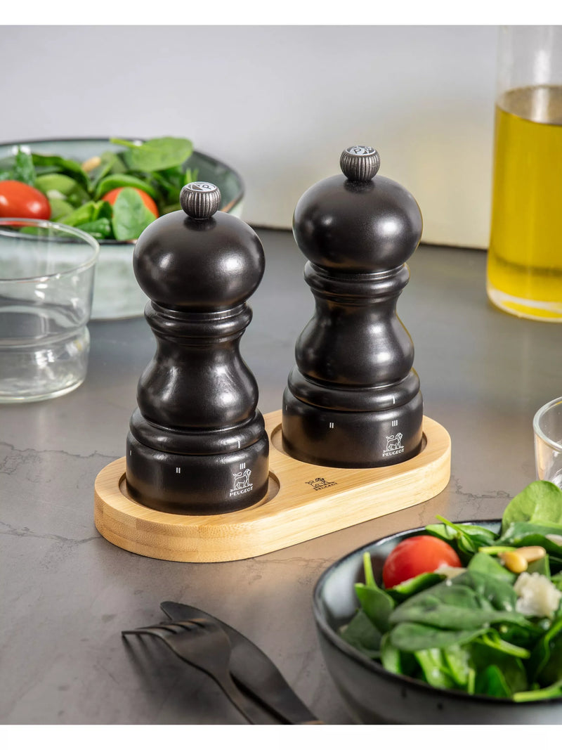 Peugeot Linea bamboo salt and pepper mill tray, UK version