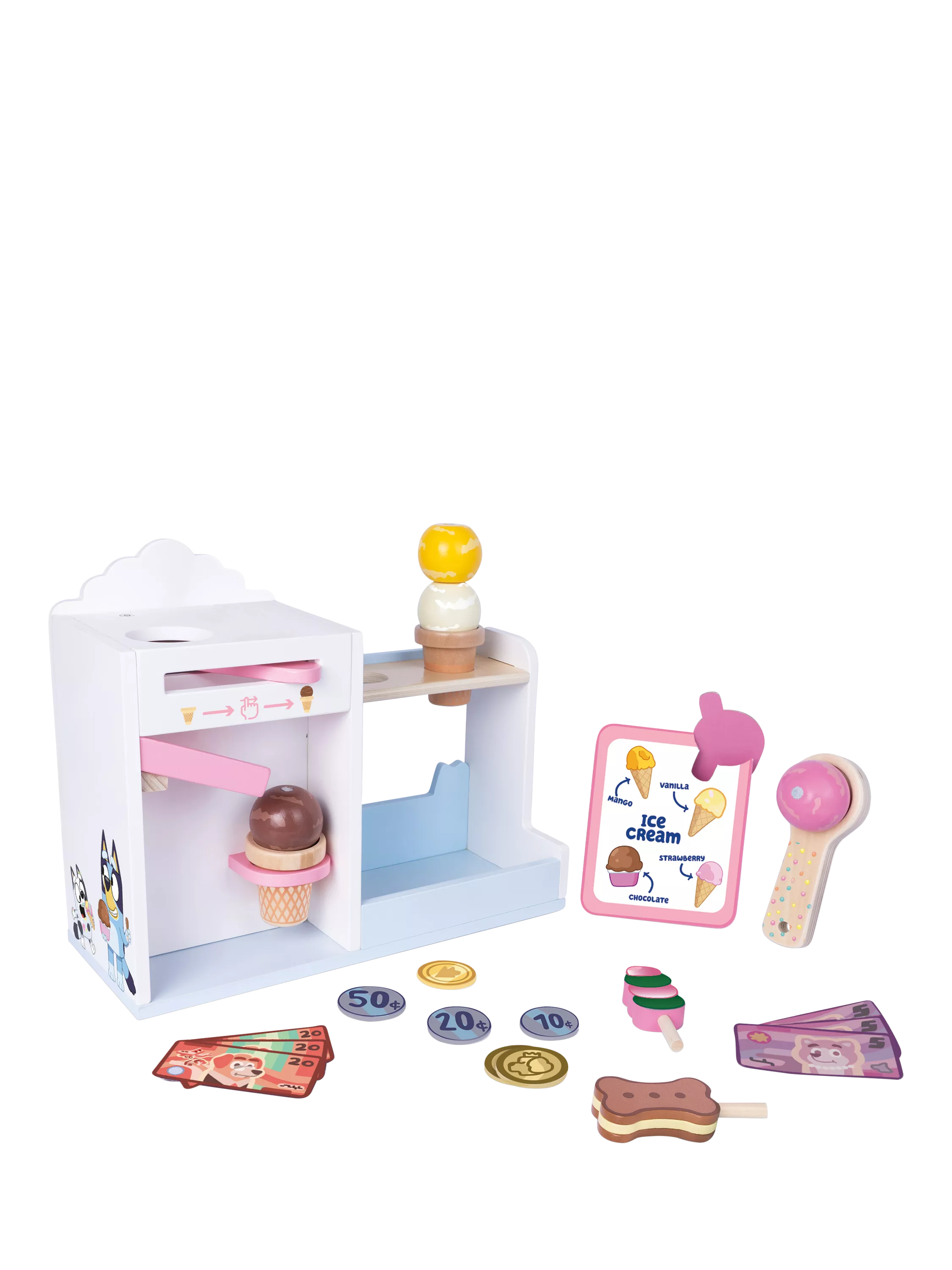 Bluey Ice Cream Playset wooden pretend food (British brand)