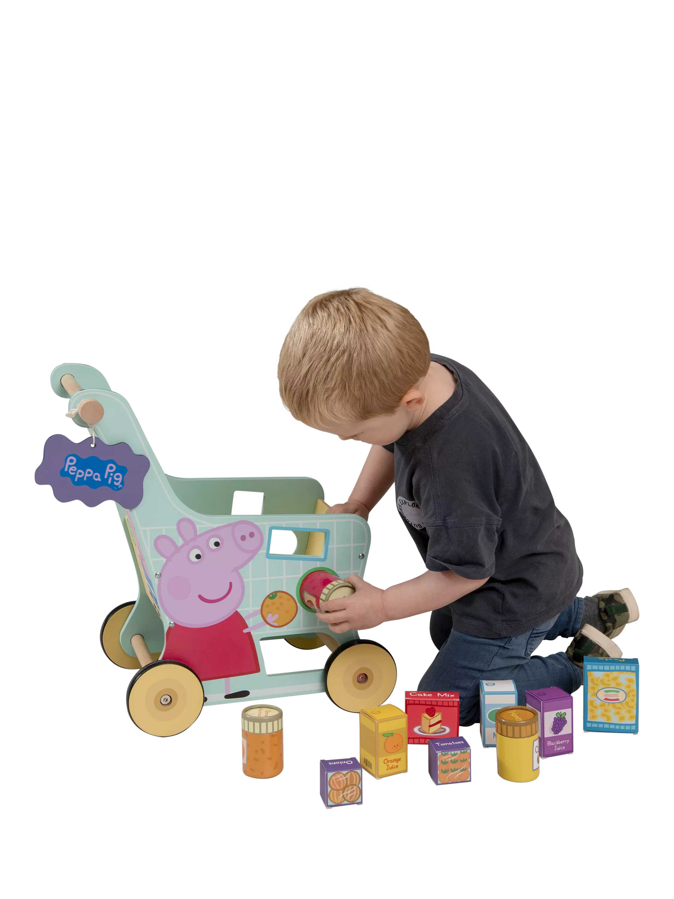 Peppa Pig shopping trolley wooden toy, UK version