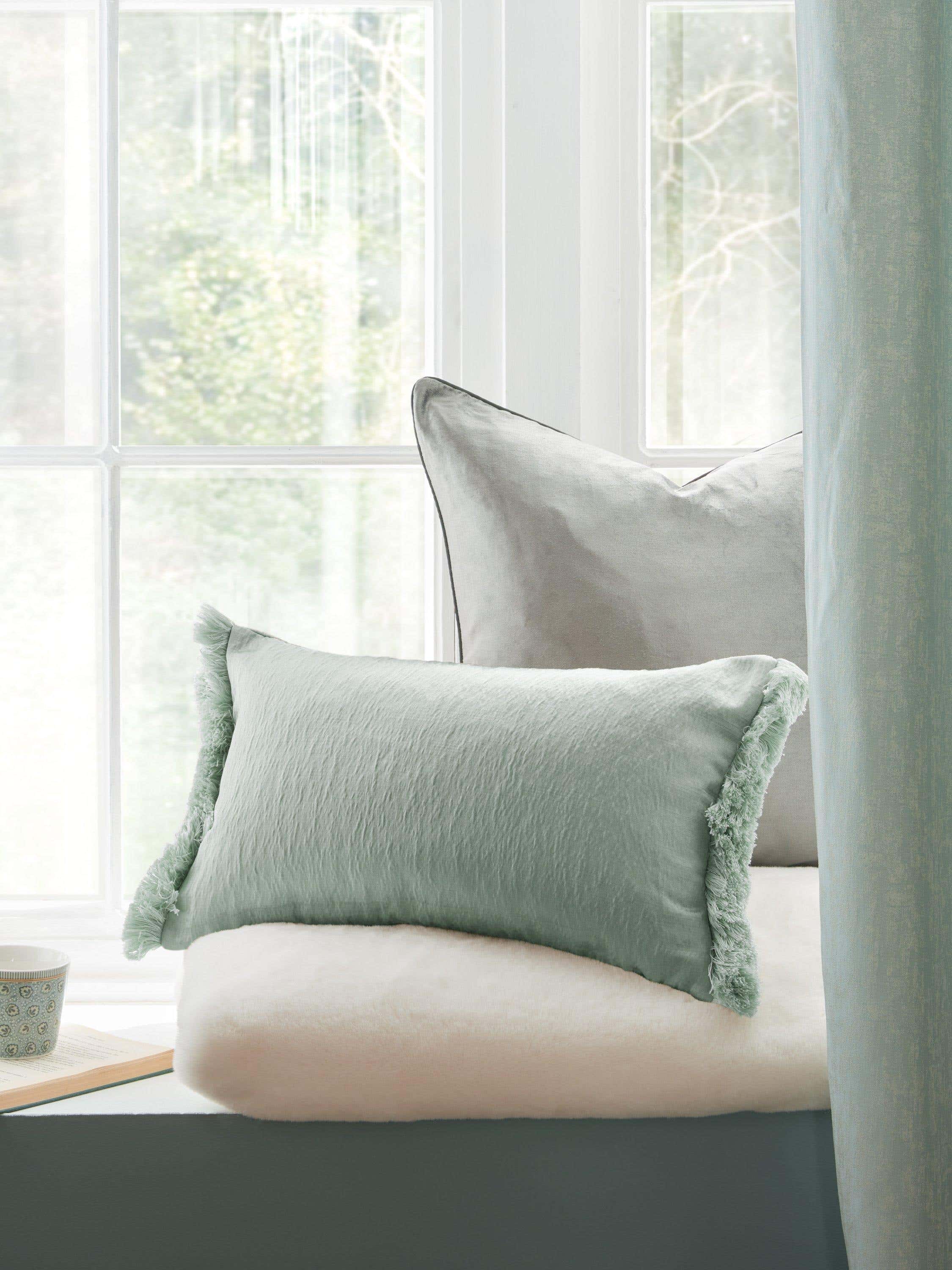 Laura Ashley Carys cushion with fringe detailing, UK version
