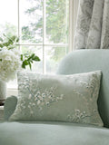Laura Ashley embroidered cushion sage cotton velvet, imported from the UK