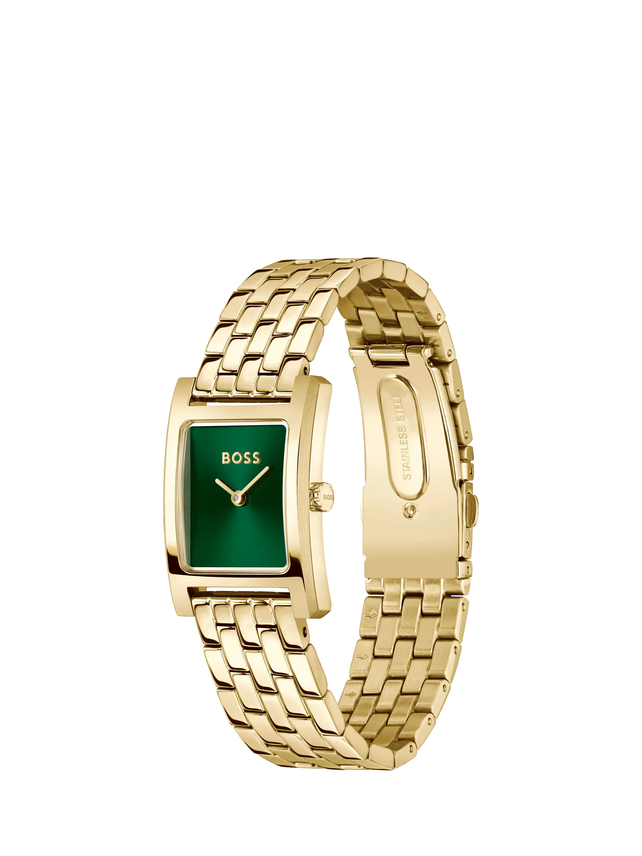 BOSS Lucy women's watch green dial gold strap (British brand)