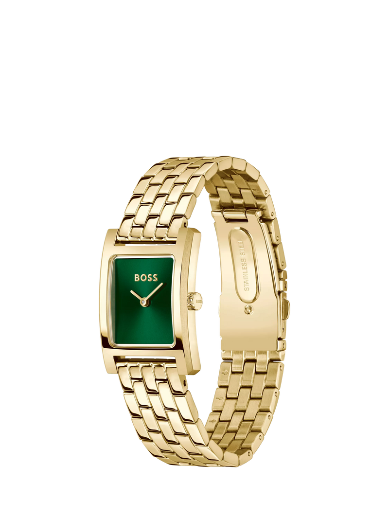 BOSS Lucy women's watch green dial gold strap (British brand)