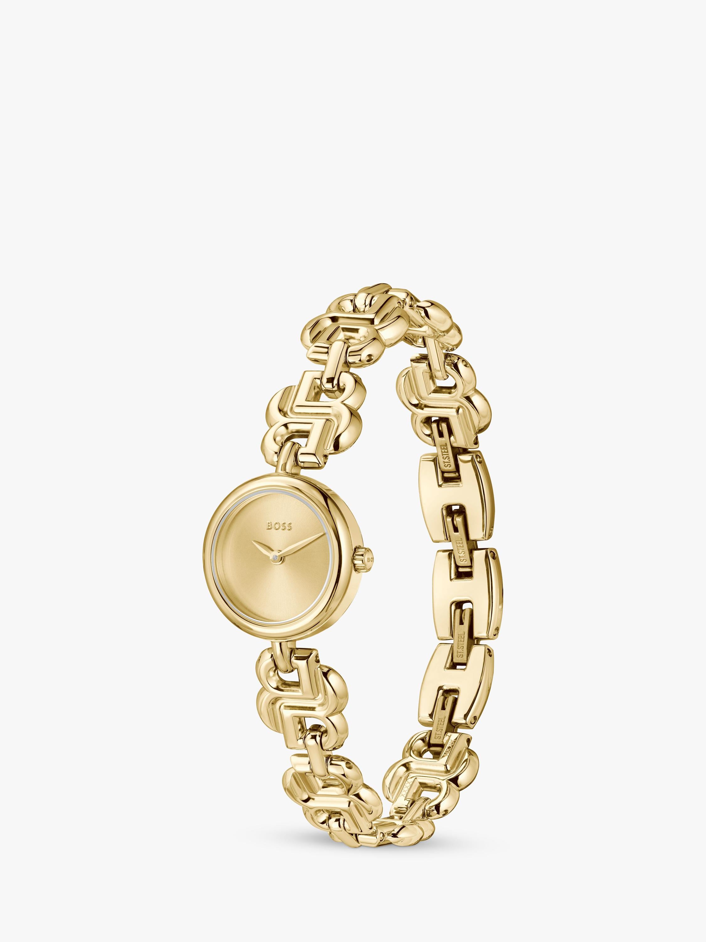 Hugo Boss Double B watch gold stainless steel bracelet (British brand)