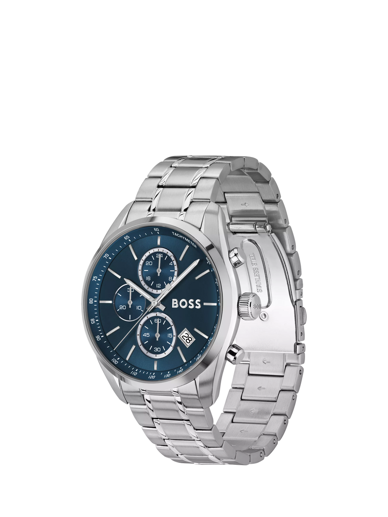 BOSS Grand Prix 44 chronograph watch blue dial, UK version