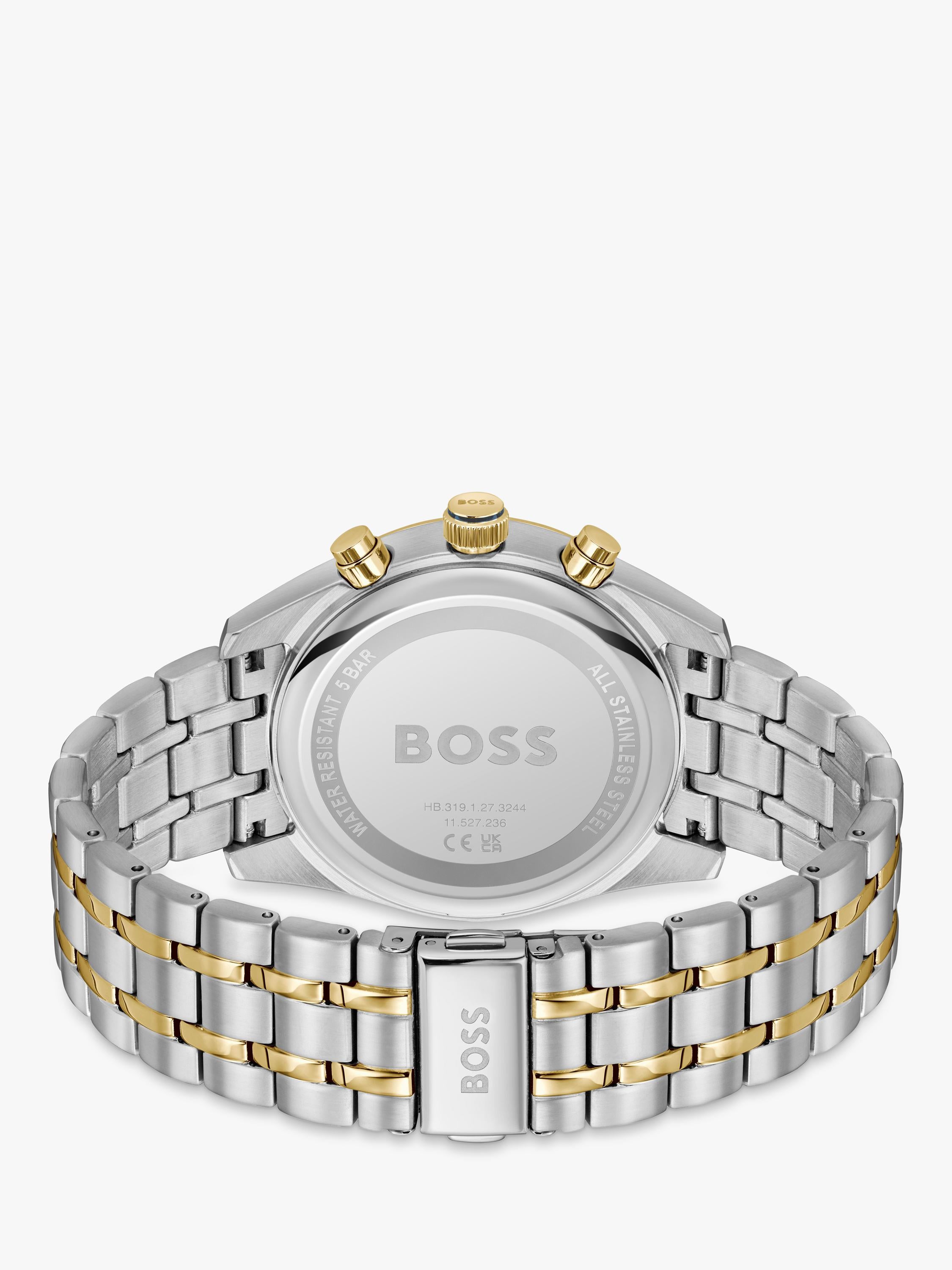 BOSS chronograph watch blue dial stainless steel bracelet, UK version