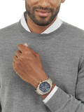 BOSS chronograph watch blue dial stainless steel bracelet, UK version