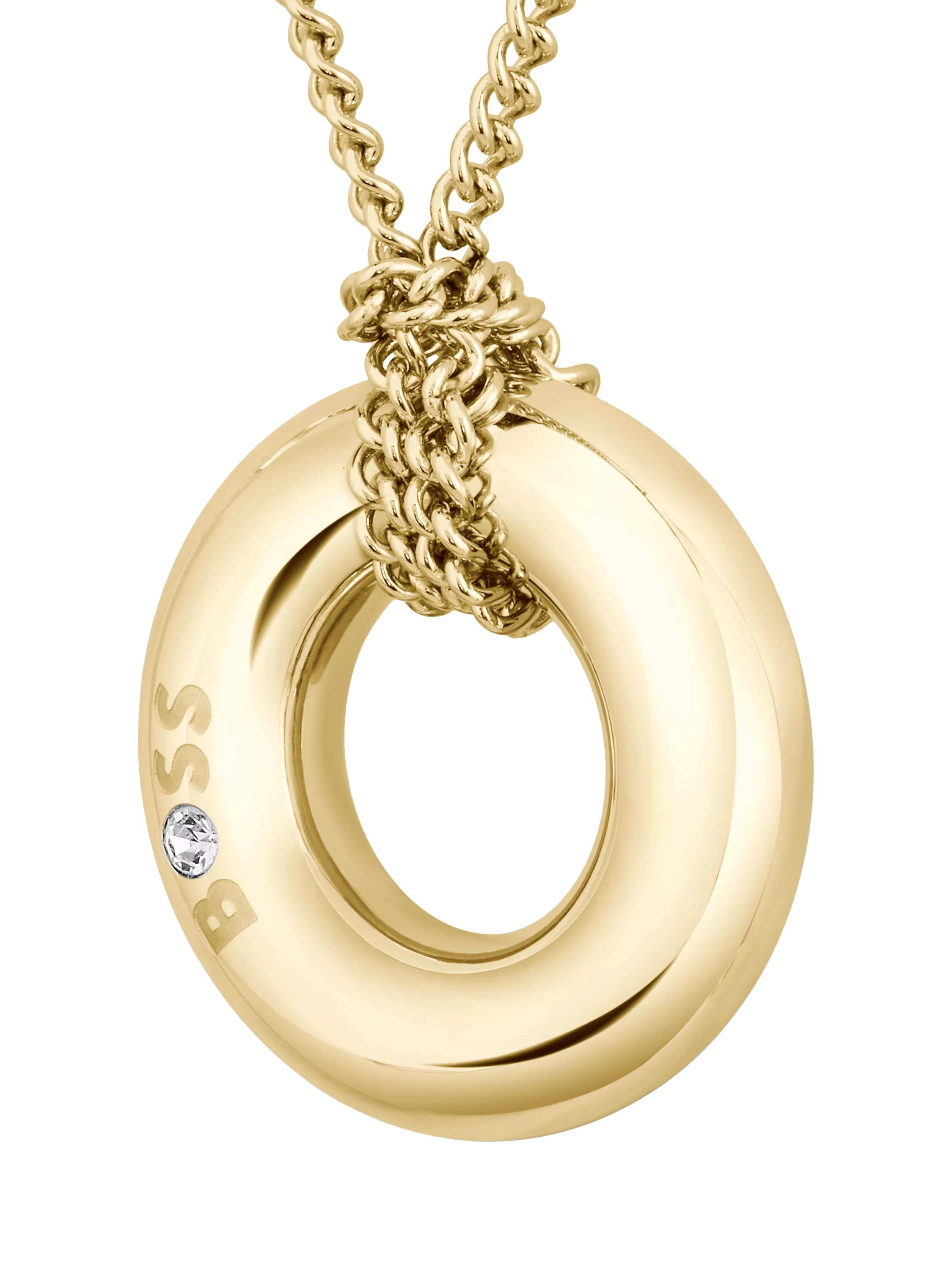 HUGO BOSS gold hoop pendant necklace - British product