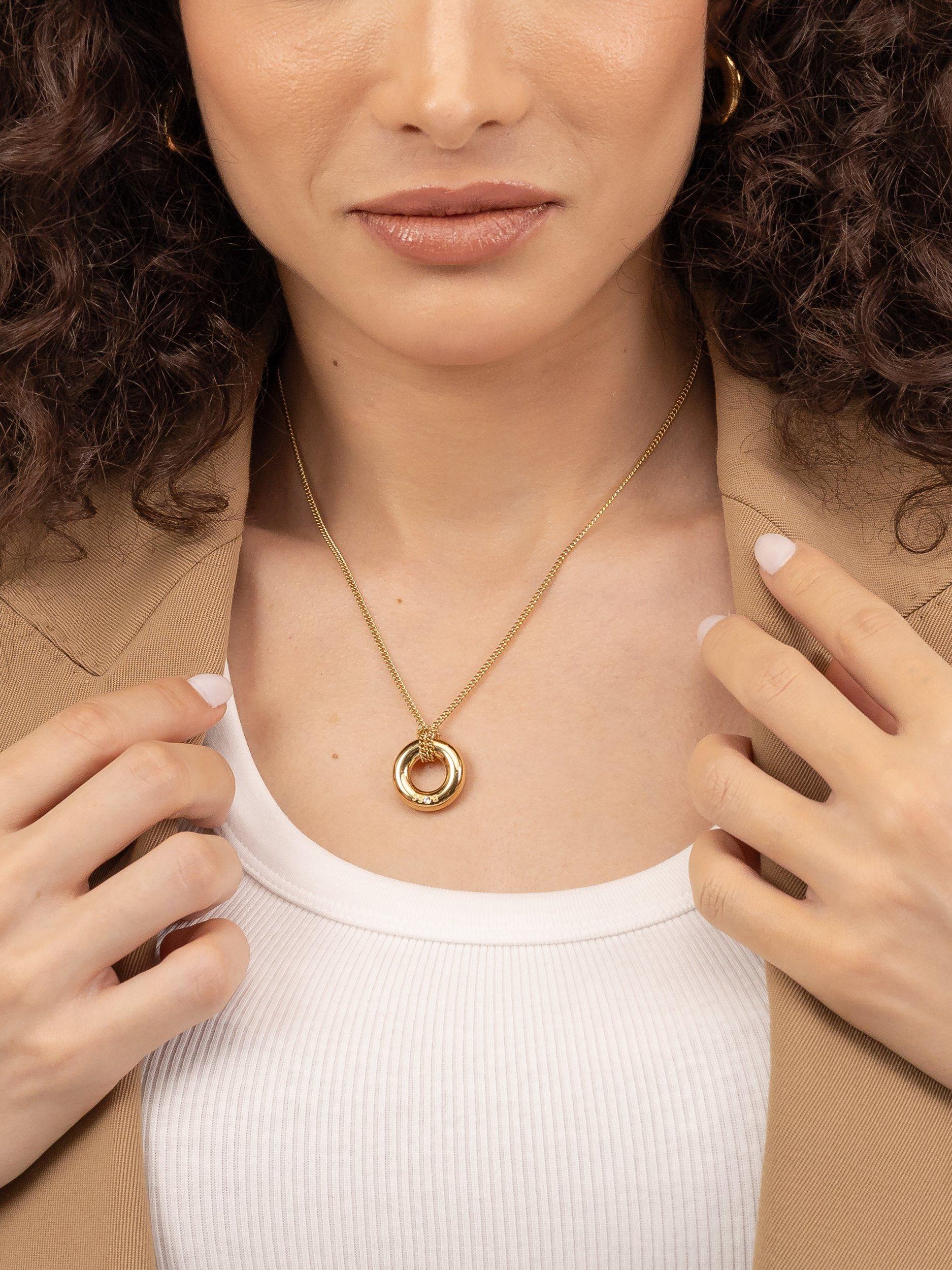 HUGO BOSS gold hoop pendant necklace - British product