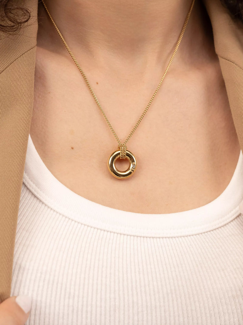 HUGO BOSS gold hoop pendant necklace - British product
