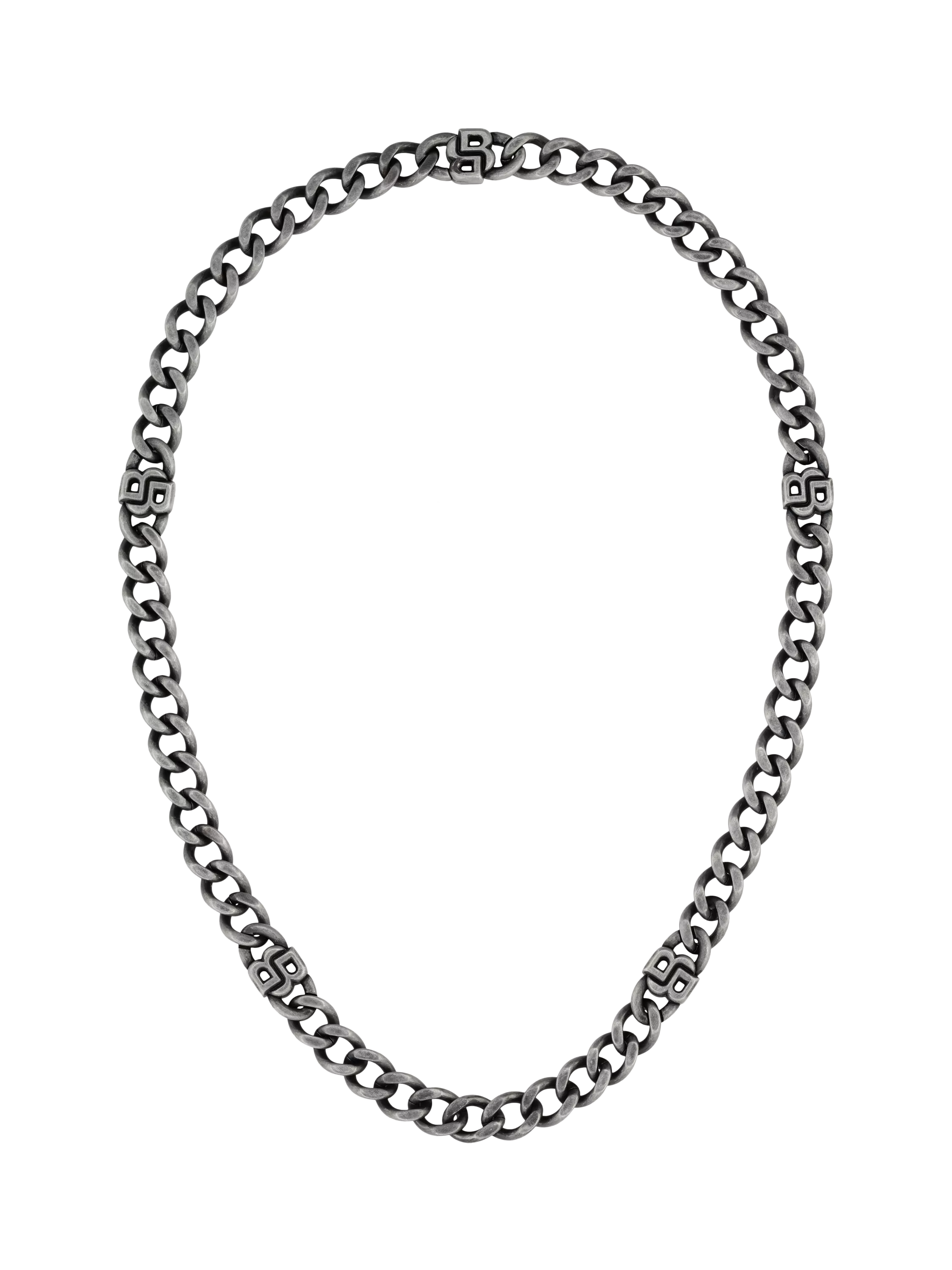 BOSS Double B curb chain necklace grey (British brand)