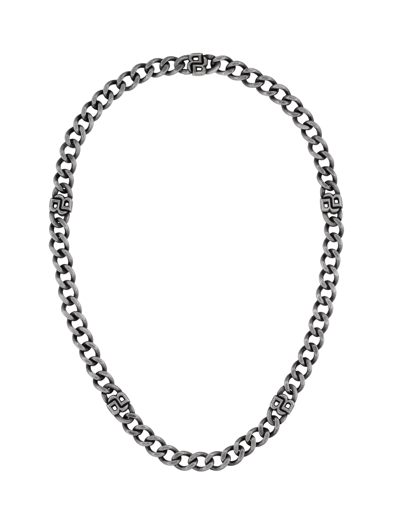 BOSS Double B curb chain necklace grey (British brand)
