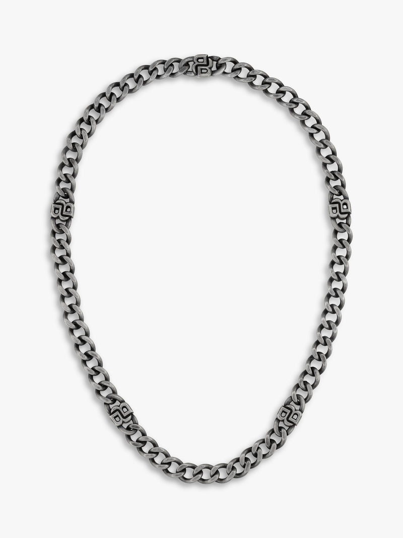 BOSS Double B curb chain necklace grey (British brand)
