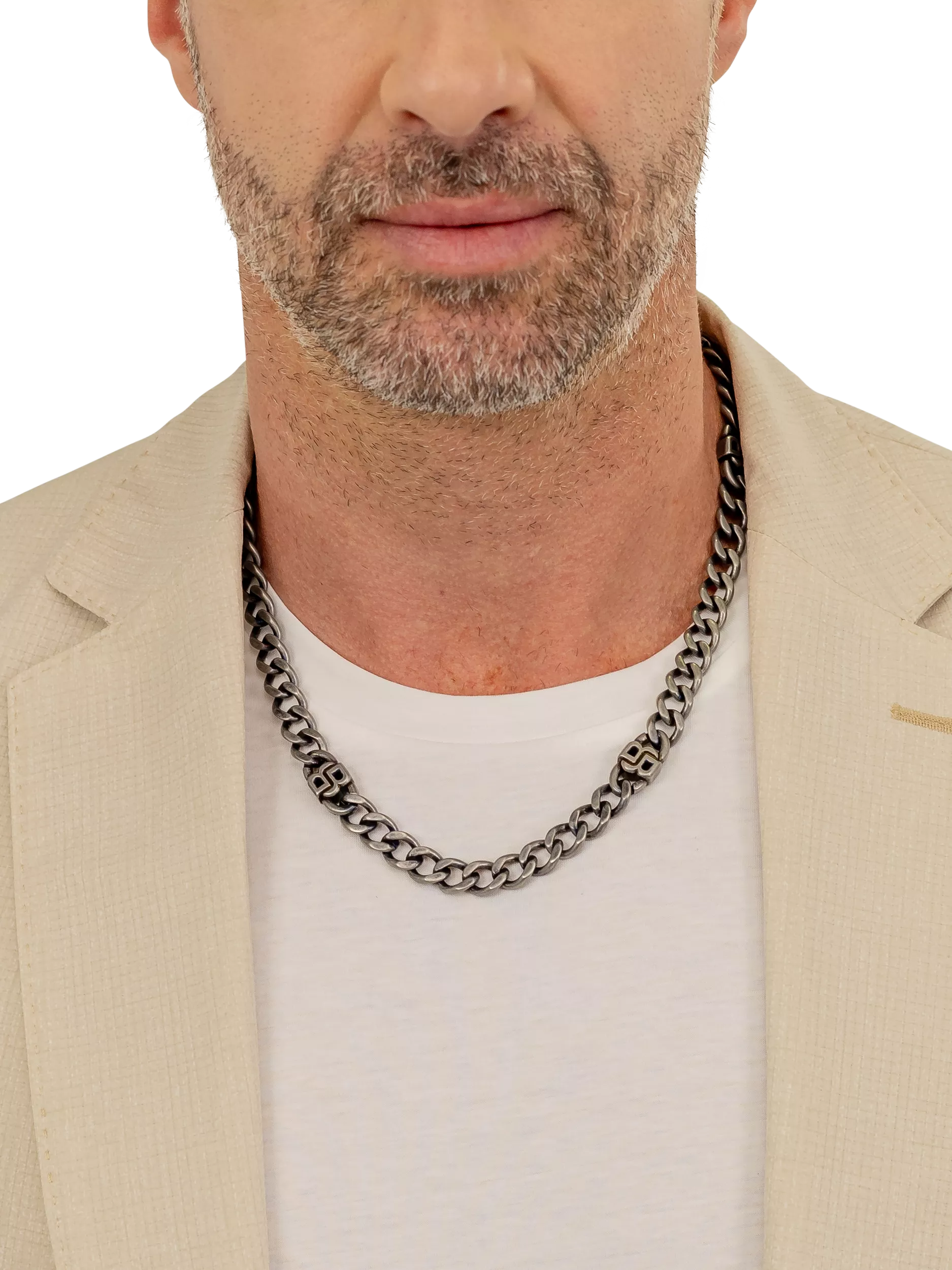 BOSS Double B curb chain necklace grey (British brand)