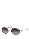 Miu Miu oval sunglasses pale gold grey gradient, UK version