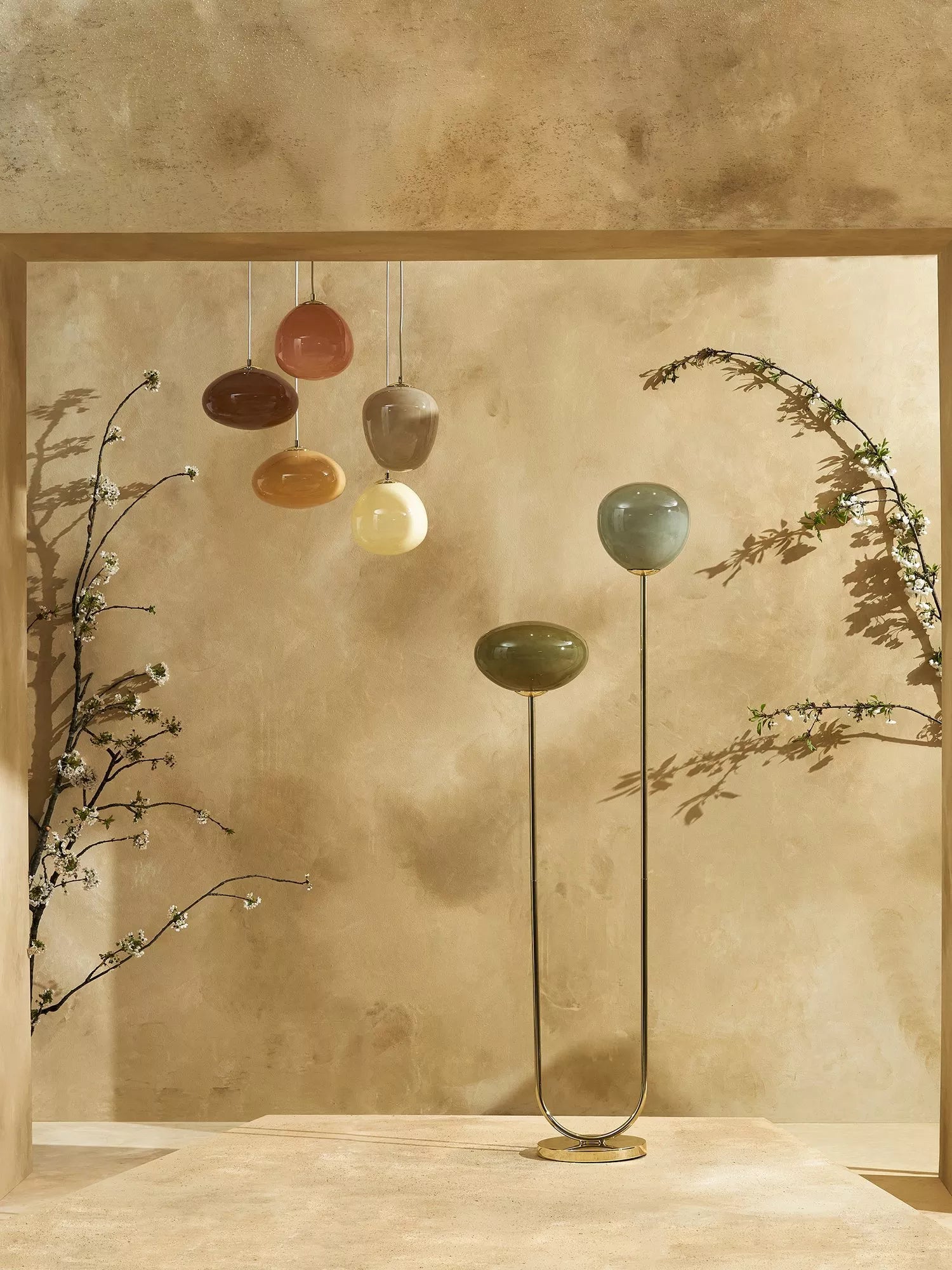 MADE Adrienne green glass floor lamp, UK version