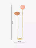 MADE floor lamp with pink glass shades and brass accents, imported from the UK