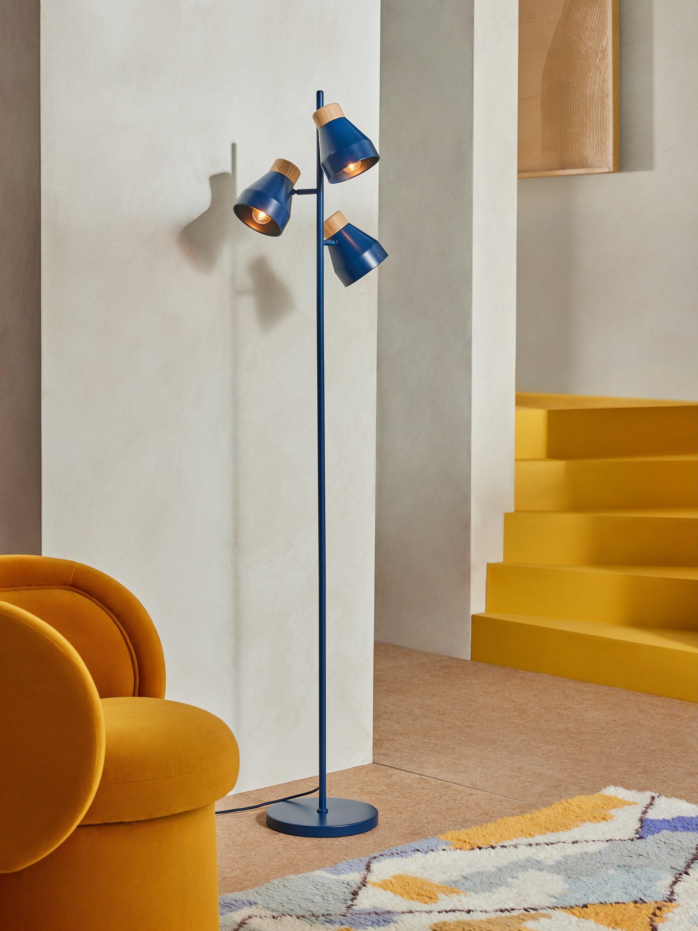 MADE Albert 3 Light Floor Lamp Blue, imported from the UK
