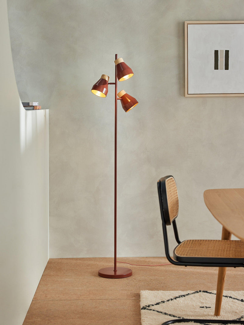 MADE Albert red 3-light floor lamp - British product