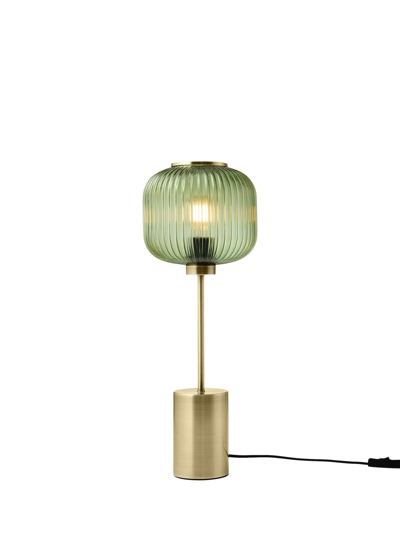 MADE Briz green table lamp with textured glass shade - British product