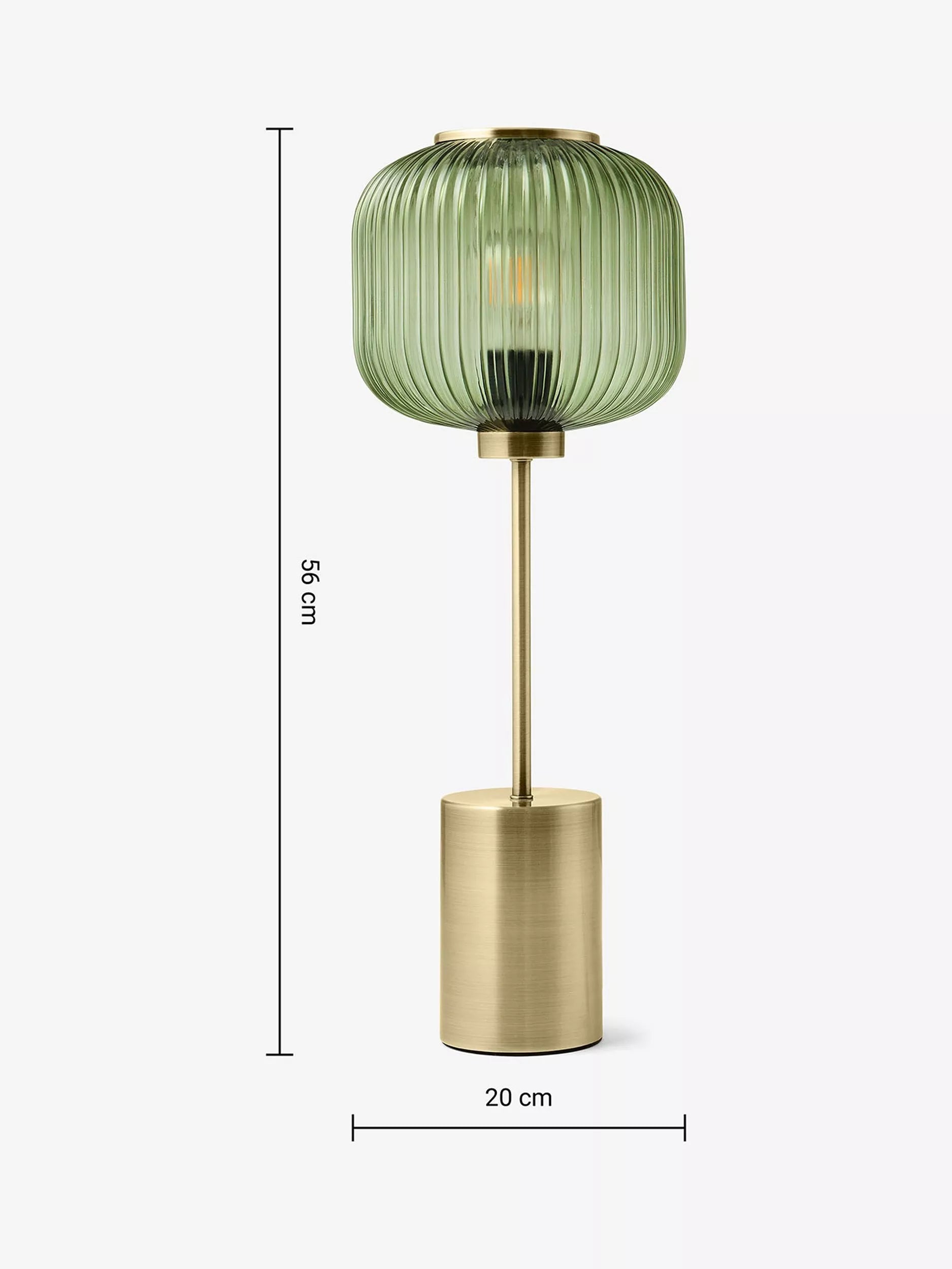 MADE Briz green table lamp with textured glass shade - British product