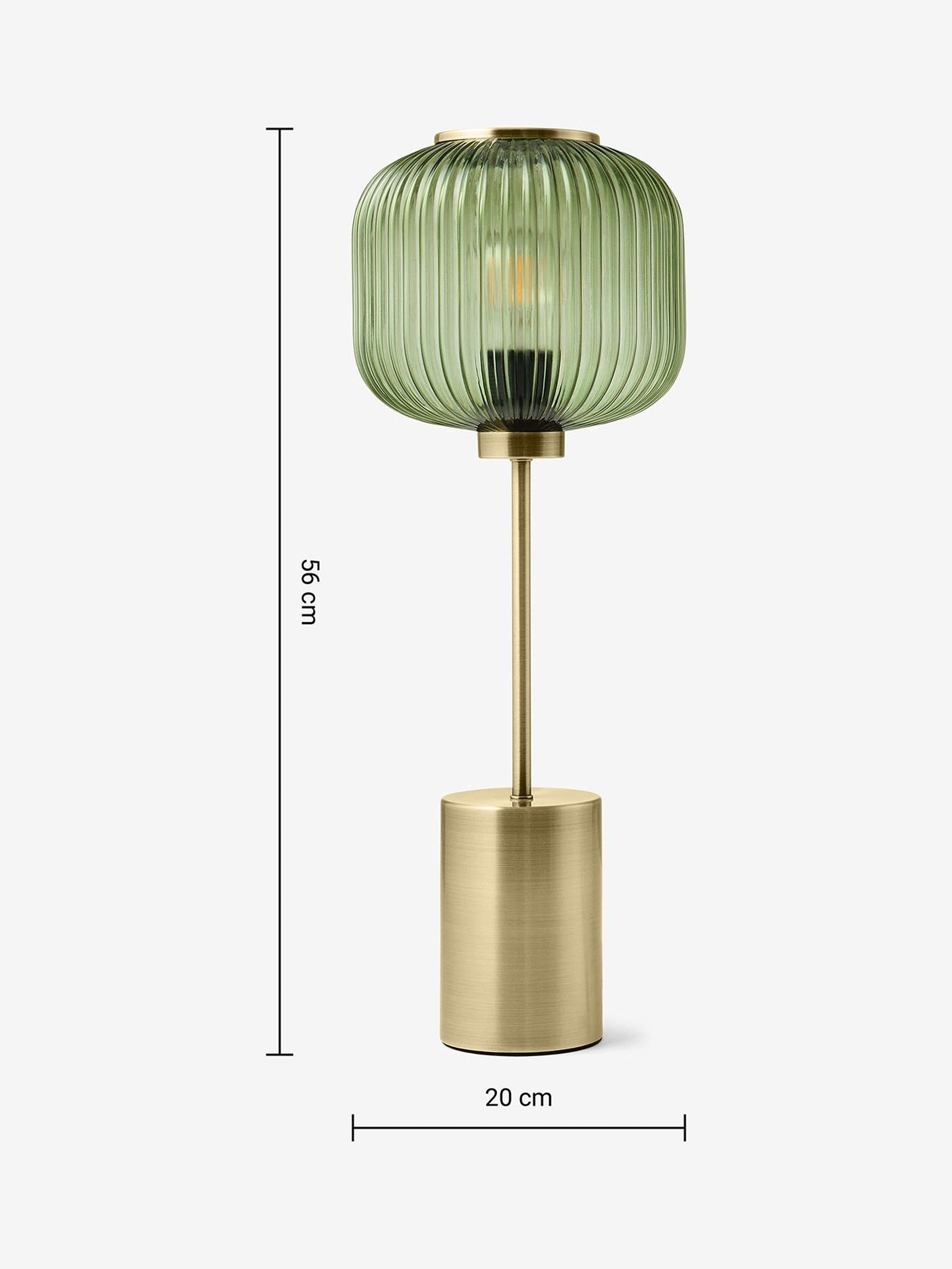 MADE Briz green table lamp with textured glass shade - British product